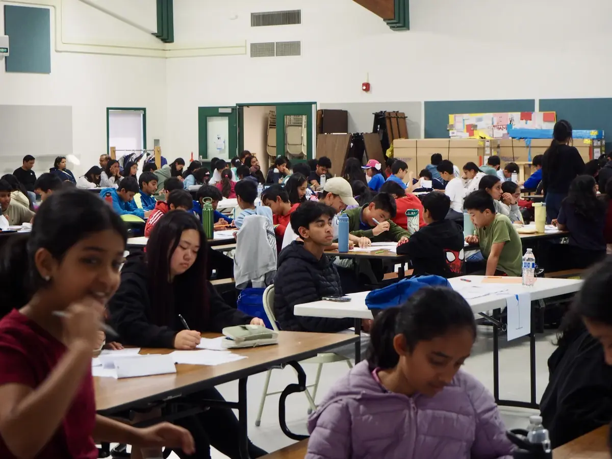 Students submitting answers during competition