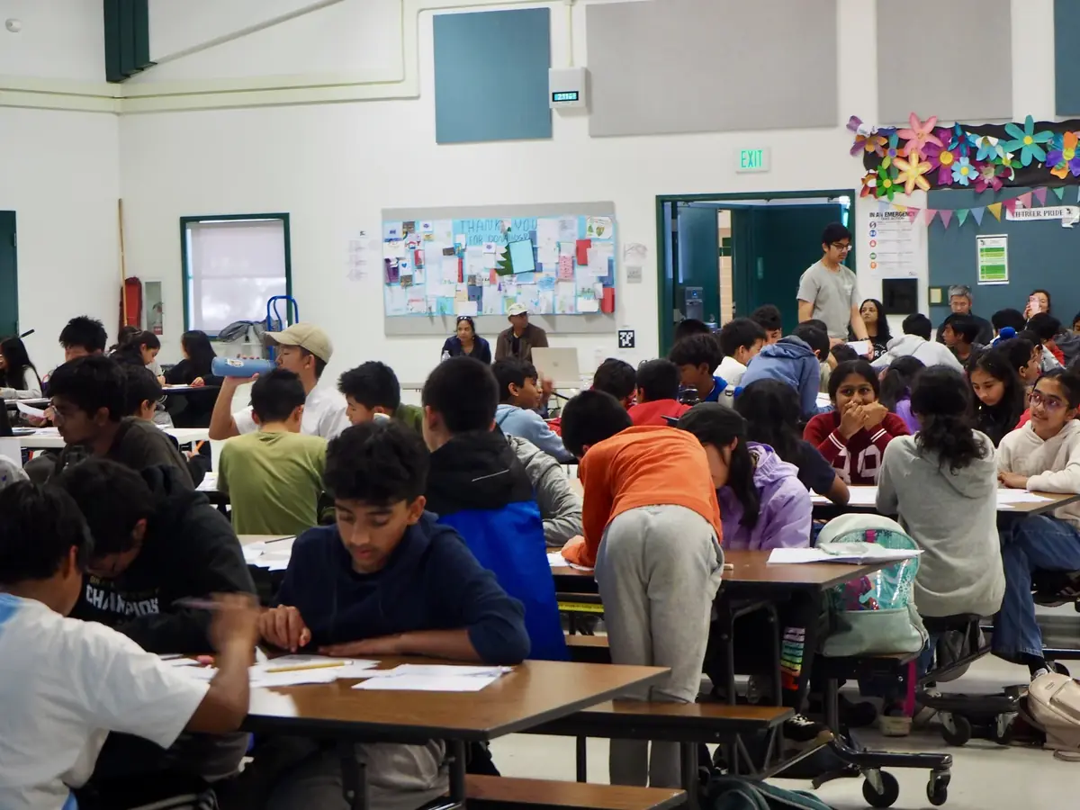 Students preparing for the individual round