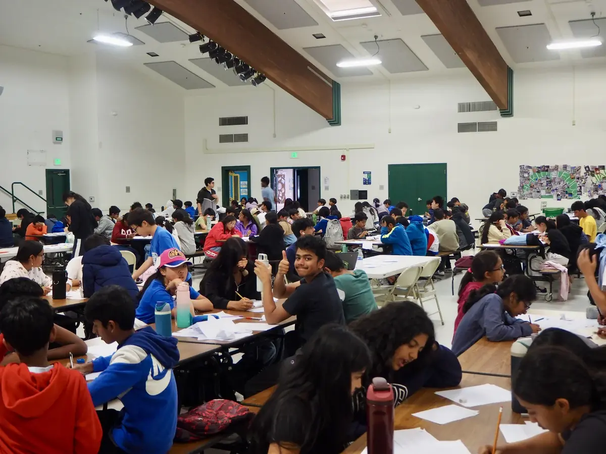 Students deep in a geometry problem